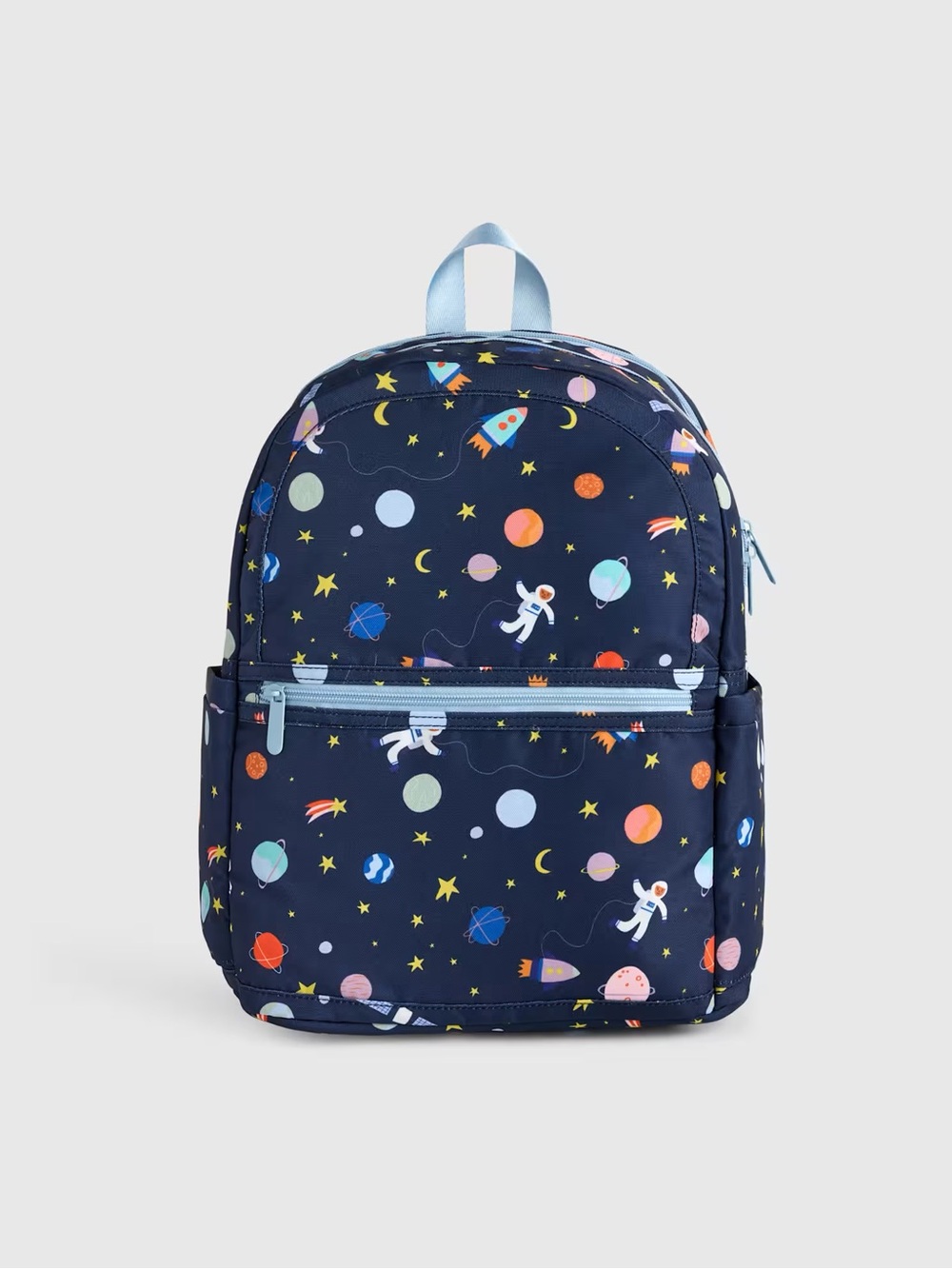 QUINCE Double Pocket Space Print Backpack in Blue & Multicolor Like New
